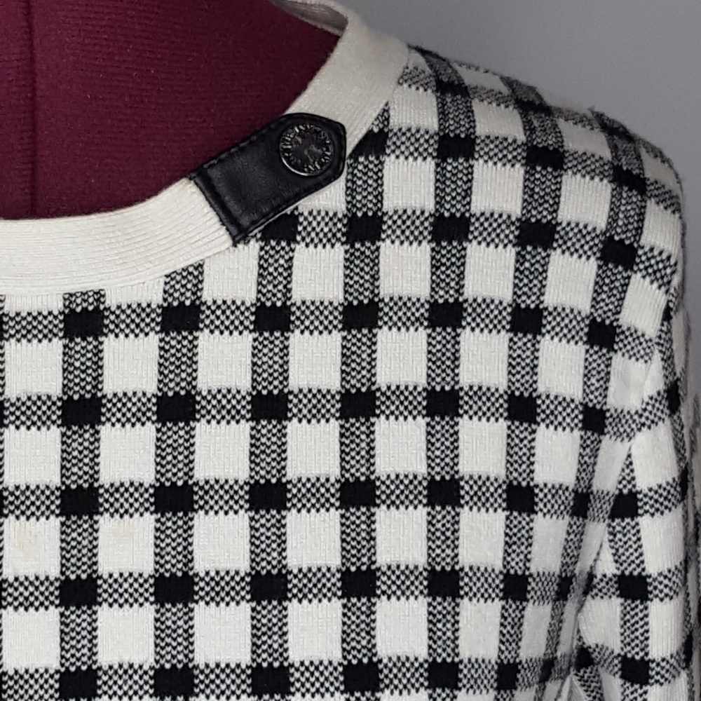 Jones New York Signature Pullover Black White Gingham Check Top Women's Size L - Picture 3 of 13